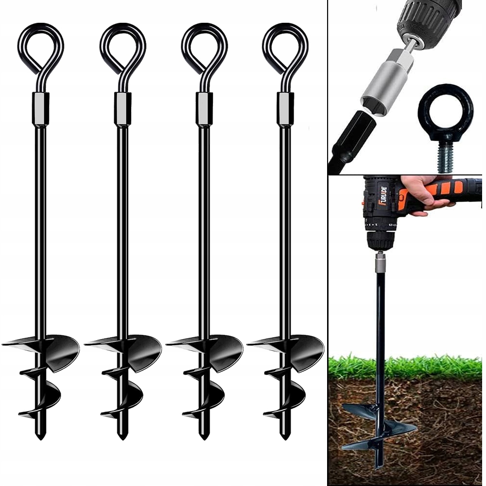 4 KS KOTVIACE ÚCHYTKY DO ZEMÍ, UPEVŇOVACIE ÚCHYTKY DO ZEME, DO STANU, 37 CM